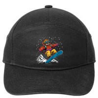 Sloth On A Snowboard Snowboarding 7-Panel Snapback Hat