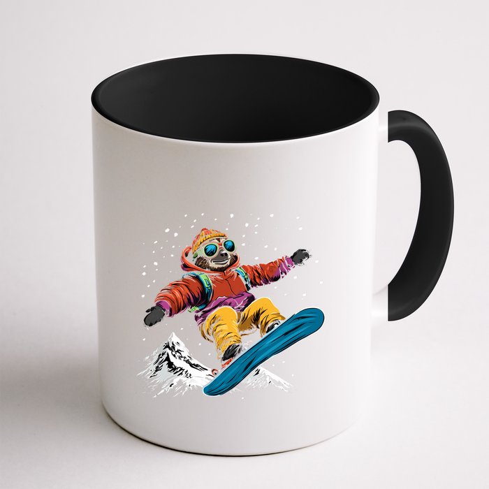 Sloth On A Snowboard Snowboarding Mug