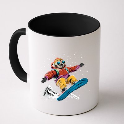 Sloth On A Snowboard Snowboarding Mug