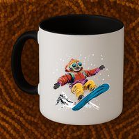 Sloth On A Snowboard Snowboarding Mug