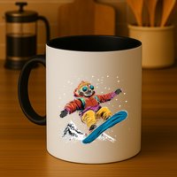 Sloth On A Snowboard Snowboarding Mug