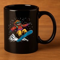 Sloth On A Snowboard Snowboarding 11oz C Handle Ceramic Mug