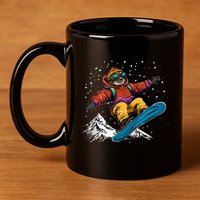 Sloth On A Snowboard Snowboarding 11oz C Handle Ceramic Mug