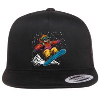 Sloth On A Snowboard Snowboarding Flatbill Hat