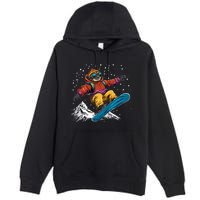 Sloth On A Snowboard Snowboarding Premium Pullover Hoodie