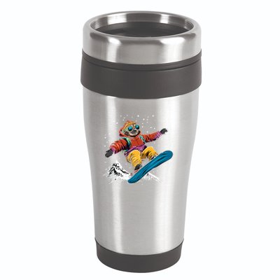 Sloth On A Snowboard Snowboarding 16oz Travel Tumbler