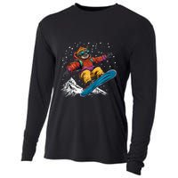 Sloth On A Snowboard Snowboarding Cooling Performance Long Sleeve Crew