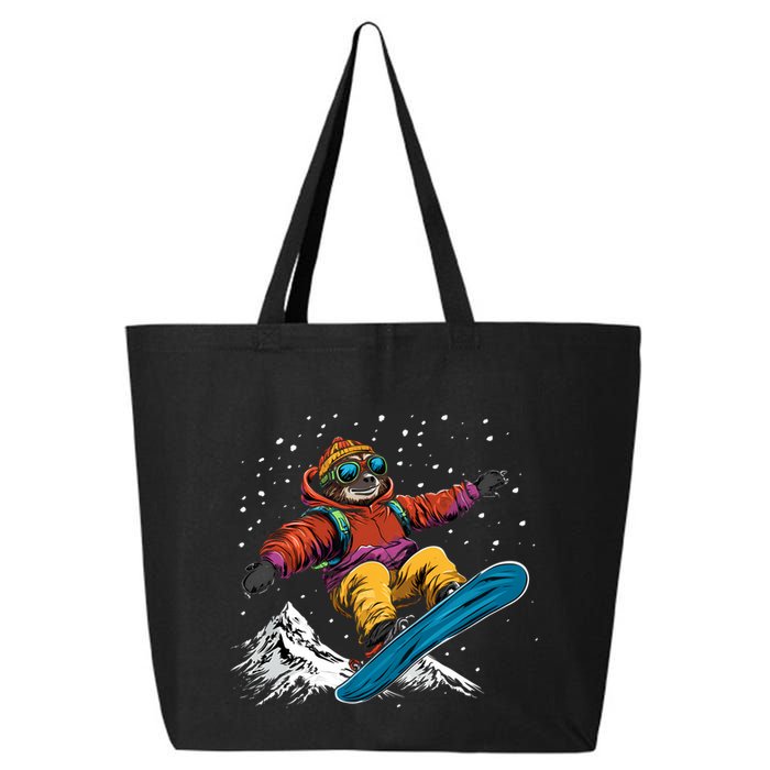 Sloth On A Snowboard Snowboarding 25L Jumbo Tote