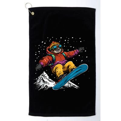 Sloth On A Snowboard Snowboarding Golf Towel