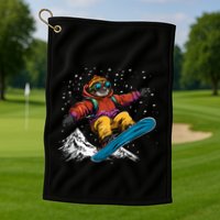 Sloth On A Snowboard Snowboarding Golf Towel