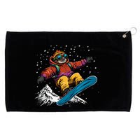 Sloth On A Snowboard Snowboarding Grommeted Golf Towel
