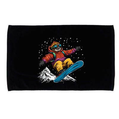 Sloth On A Snowboard Snowboarding Microfiber Hand Towel