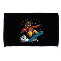 Sloth On A Snowboard Snowboarding Microfiber Hand Towel
