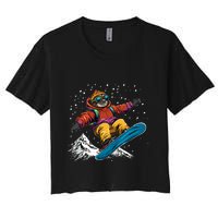 Sloth On A Snowboard Snowboarding Crop Top