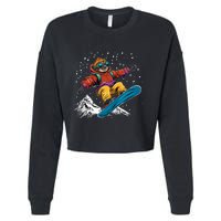 Sloth On A Snowboard Snowboarding Cropped Pullover Crew