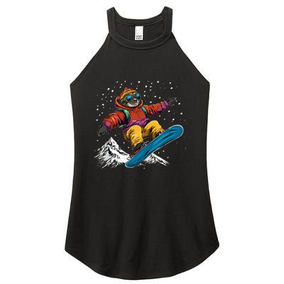 Sloth On A Snowboard Snowboarding Women's Perfect Tri Rocker Tank