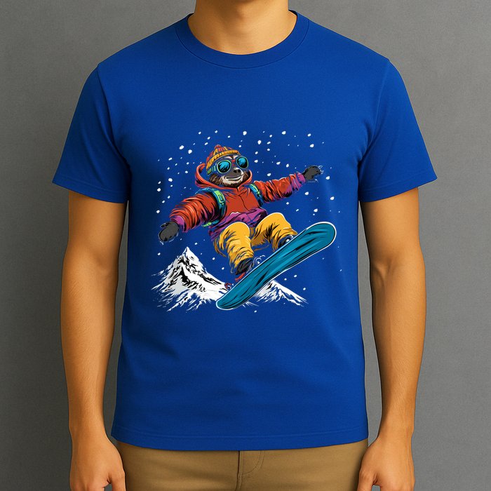 Sloth On A Snowboard Snowboarding T-Shirt
