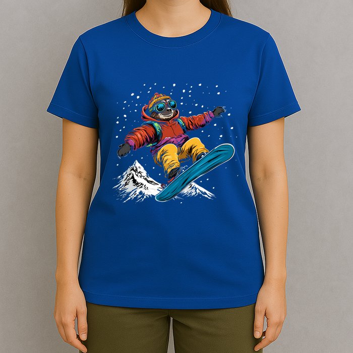 Sloth On A Snowboard Snowboarding T-Shirt