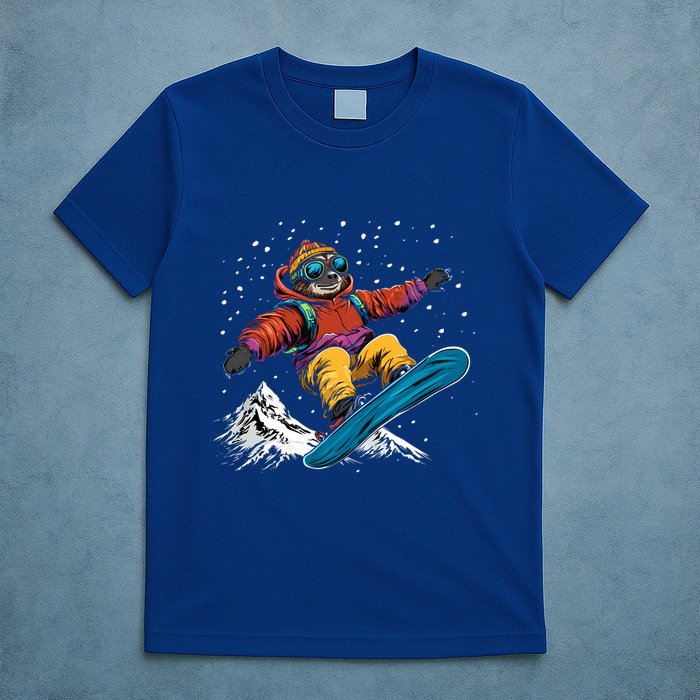Sloth On A Snowboard Snowboarding T-Shirt