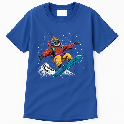 Sloth On A Snowboard Snowboarding Tall T-Shirt