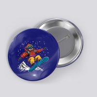 Sloth On A Snowboard Snowboarding Button