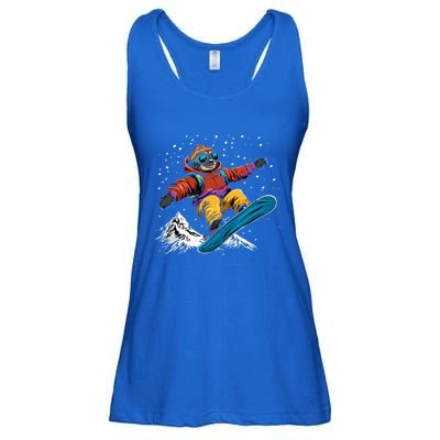 Sloth On A Snowboard Snowboarding Ladies Essential Flowy Tank