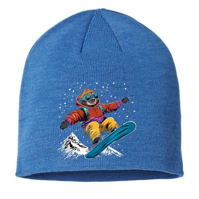 Sloth On A Snowboard Snowboarding Sustainable Beanie