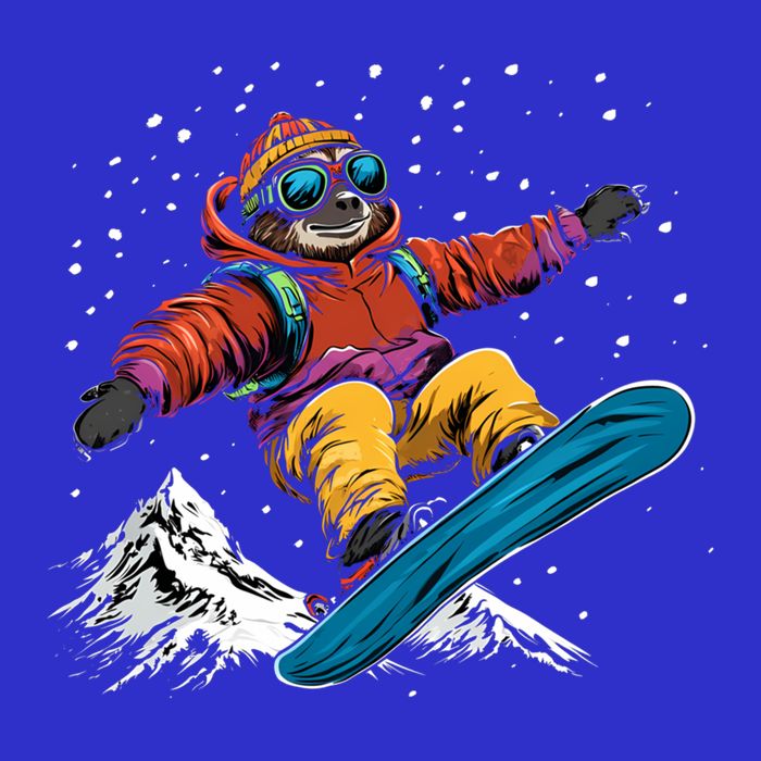 Sloth On A Snowboard Snowboarding 16 in Basic Backpack