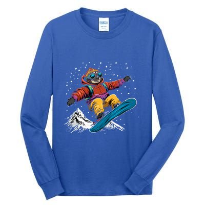 Sloth On A Snowboard Snowboarding Tall Long Sleeve T-Shirt