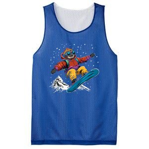 Sloth On A Snowboard Snowboarding Mesh Reversible Basketball Jersey Tank