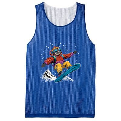 Sloth On A Snowboard Snowboarding Mesh Reversible Basketball Jersey Tank