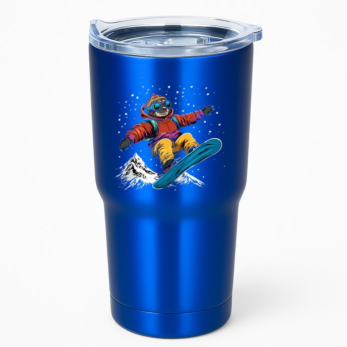 Sloth On A Snowboard Snowboarding Tumbler