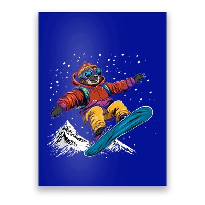 Sloth On A Snowboard Snowboarding Poster