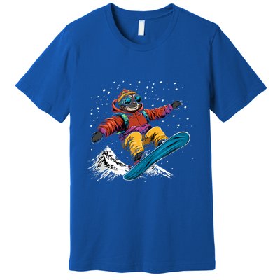 Sloth On A Snowboard Snowboarding Premium T-Shirt