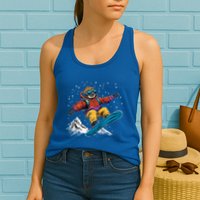 Sloth On A Snowboard Snowboarding Womens Tank Top