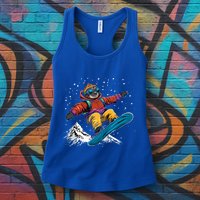 Sloth On A Snowboard Snowboarding Womens Tank Top