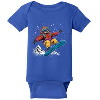 Sloth On A Snowboard Snowboarding Baby Bodysuit