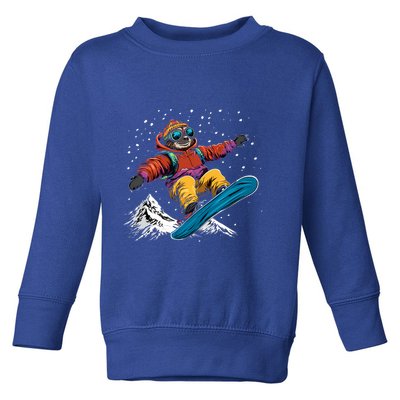 Sloth On A Snowboard Snowboarding Toddler Sweatshirt