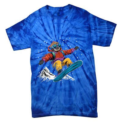 Sloth On A Snowboard Snowboarding Tie-Dye T-Shirt
