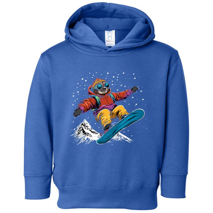 Sloth On A Snowboard Snowboarding Toddler Hoodie