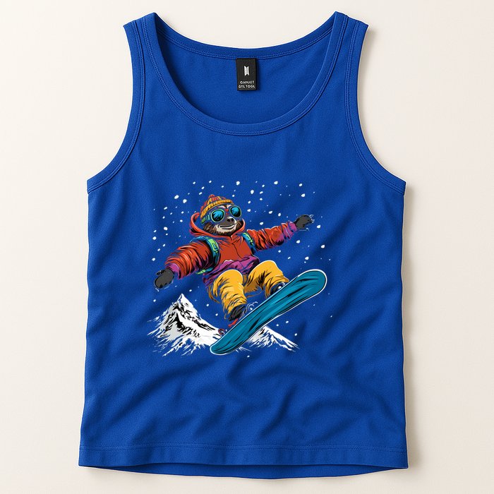 Sloth On A Snowboard Snowboarding Tank Top