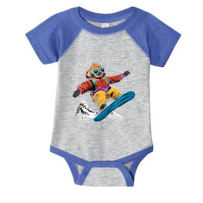 Sloth On A Snowboard Snowboarding Infant Baby Jersey Bodysuit