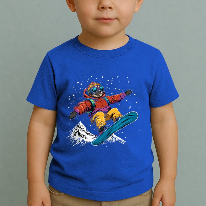 Sloth On A Snowboard Snowboarding Toddler T-Shirt