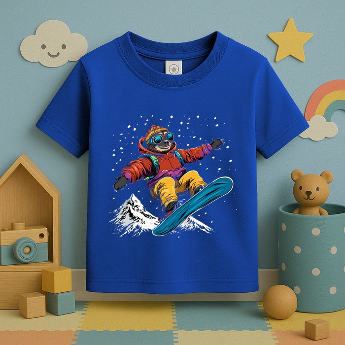 Sloth On A Snowboard Snowboarding Toddler T-Shirt