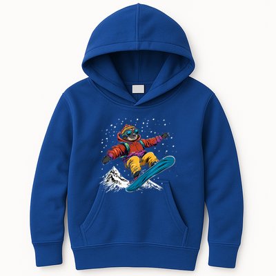 Sloth On A Snowboard Snowboarding Kids Hoodie