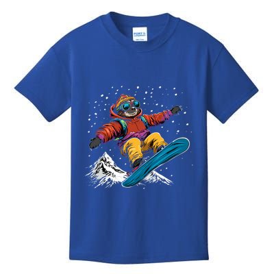 Sloth On A Snowboard Snowboarding Kids T-Shirt