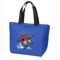 Sloth On A Snowboard Snowboarding Zip Tote Bag