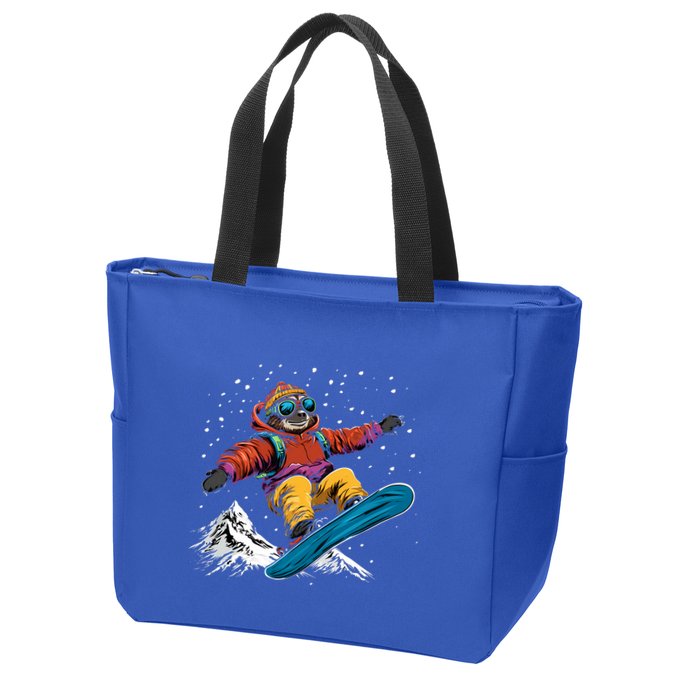 Sloth On A Snowboard Snowboarding Zip Tote Bag