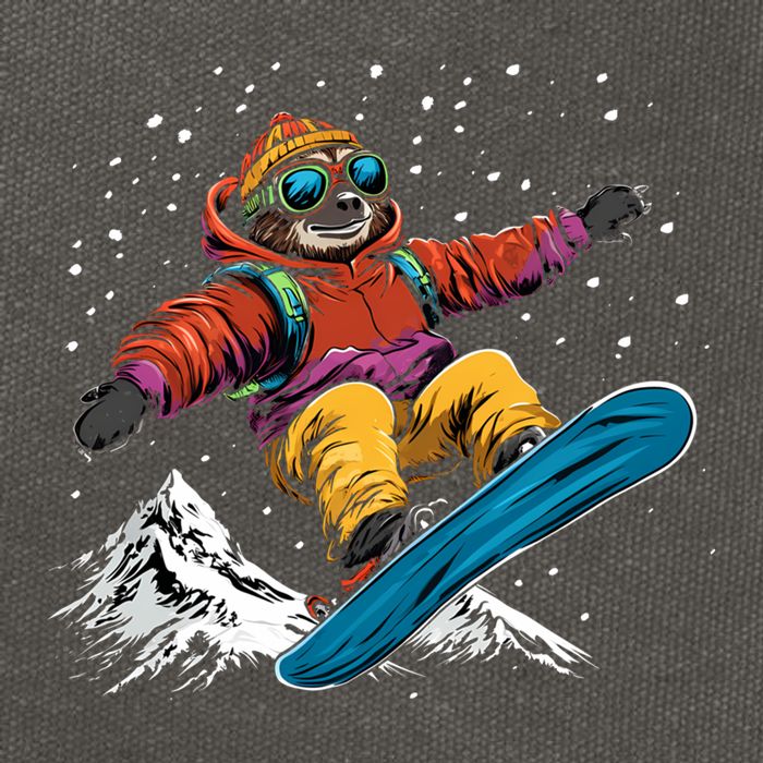 Sloth On A Snowboard Snowboarding Cotton Canvas Backpack