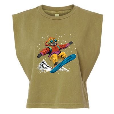 Sloth On A Snowboard Snowboarding Garment-Dyed Women's Muscle Tee